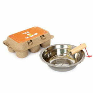 metalen beslagkom met houten eieren-houten speelgoed-speelgoedkeuken-Kiddeaus